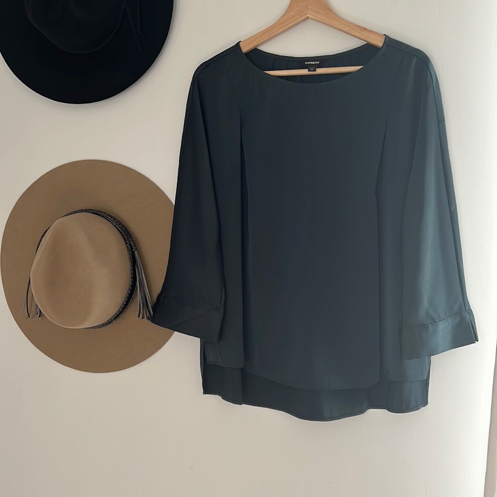 Express Silk Blouse Hunter Green